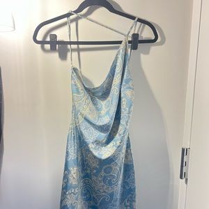 Boutique Asymmetrical Neckline Full Length Slip Dress